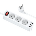 HOCO NS2 3'lü Priz 3 USB 4000W 1.8 Metre Şarj Uzatma Kablosu Akım Korumalı-(5775) - Beyaz