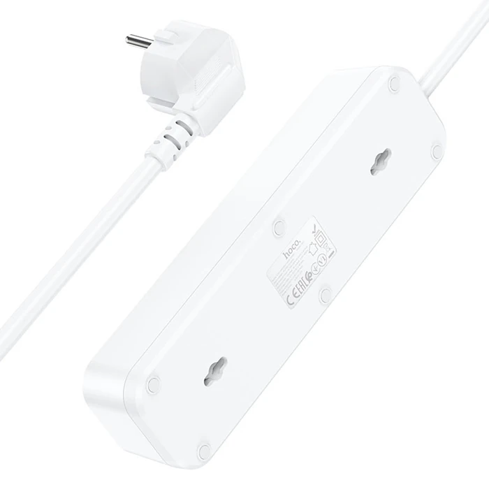 HOCO NS2 3'lü Priz 3 USB 4000W 1.8 Metre Şarj Uzatma Kablosu Akım Korumalı-(5775) - Beyaz