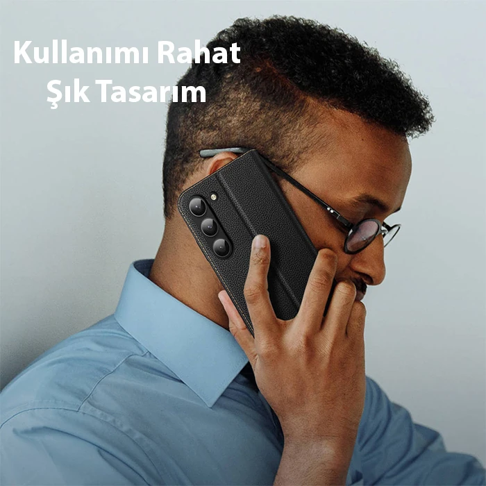 Dux Ducis SM Galaxy S23 Plus Kılıf Skin X2 Series Magnetic PU Deri Manyetik Kapaklı Kılıf-(5775) - Lacivert
