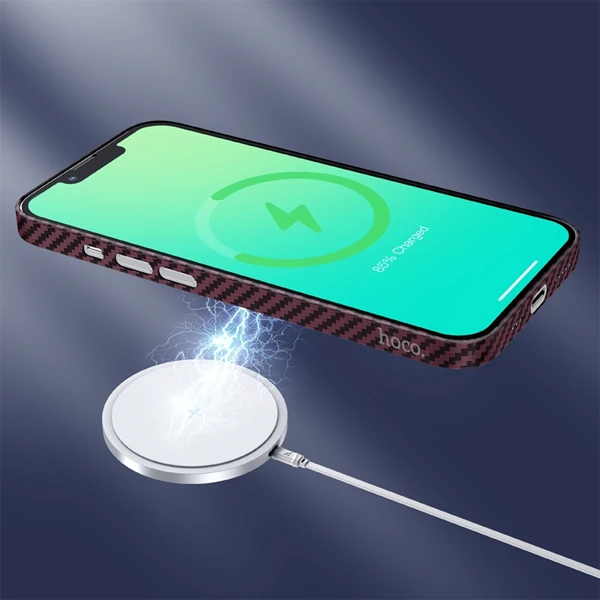 Hoco iPhone 14 Pro 6.1 Kılıf Manyetik Magsafeli Darbe Emici Telefon Kılıfı-(5775) - Kırmızı