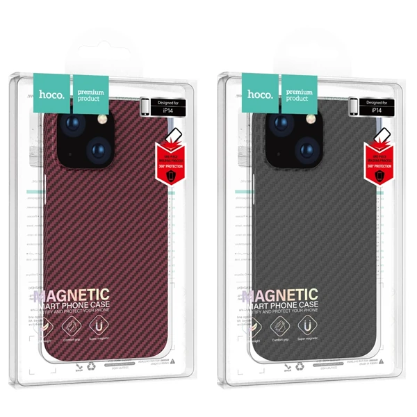 Hoco iPhone 14 Pro 6.1 Kılıf Manyetik Magsafeli Darbe Emici Telefon Kılıfı-(5775) - Kırmızı