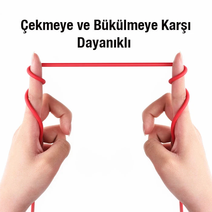 HOCO X21 USB to iPhone Lightning 2A Silikon Hızlı Şarj ve Data Kablosu-(5775) - Siyah-Kırmızı