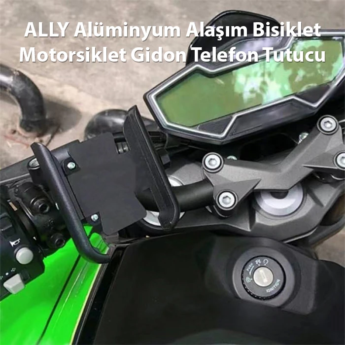 ALLY Alüminyum Alaşım Bisiklet Motorsiklet Gidon Telefon Tutucu-(5775) - Siyah