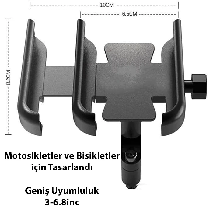 ALLY Alüminyum Alaşım Bisiklet Motorsiklet Gidon Telefon Tutucu-(5775) - Siyah