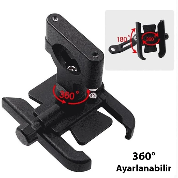 ALLY Alüminyum Alaşım Bisiklet Motorsiklet Gidon Telefon Tutucu-(5775) - Siyah