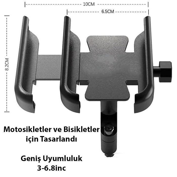 ALLY Alüminyum Alaşım Bisiklet Motorsiklet Gidon Telefon Tutucu-(5775) - Siyah