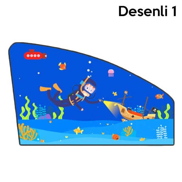 Ally Araç-Araba Manyetik Yan Cam Güneşlik -Gölgelik-(5775) - Desenli 2