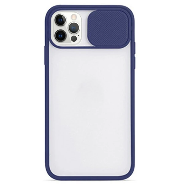 Ally İPhone 12 Pro 6.1 Kamera koruyucu Sürgülü Şeffaf Kılıf-(5775) - Yeşil