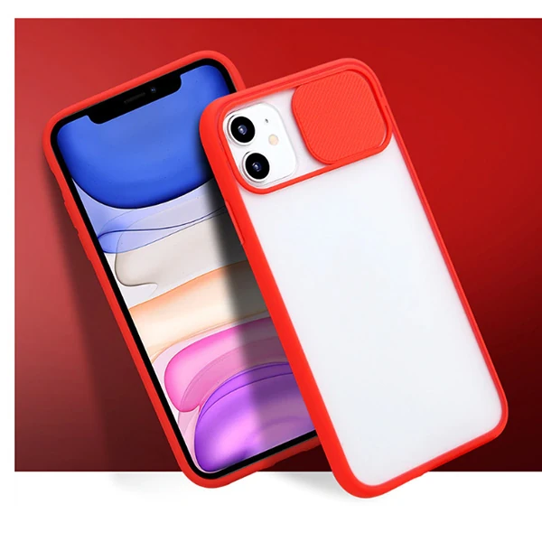 Ally İPhone 12 Pro 6.1 Kamera koruyucu Sürgülü Şeffaf Kılıf-(5775) - Yeşil