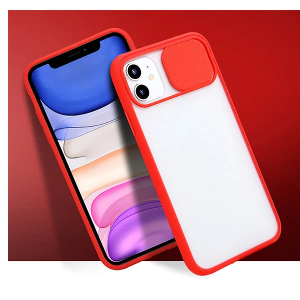 Ally İPhone 12 Pro 6.1 Kamera koruyucu Sürgülü Şeffaf Kılıf-(5775) - Yeşil
