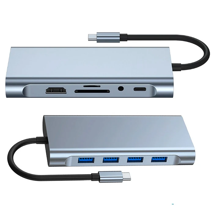 ALLY BYL-2110 11in1 Multifonksiyonlu Type-C Hub Adaptör Dönüştürücü-(5775) - Füme