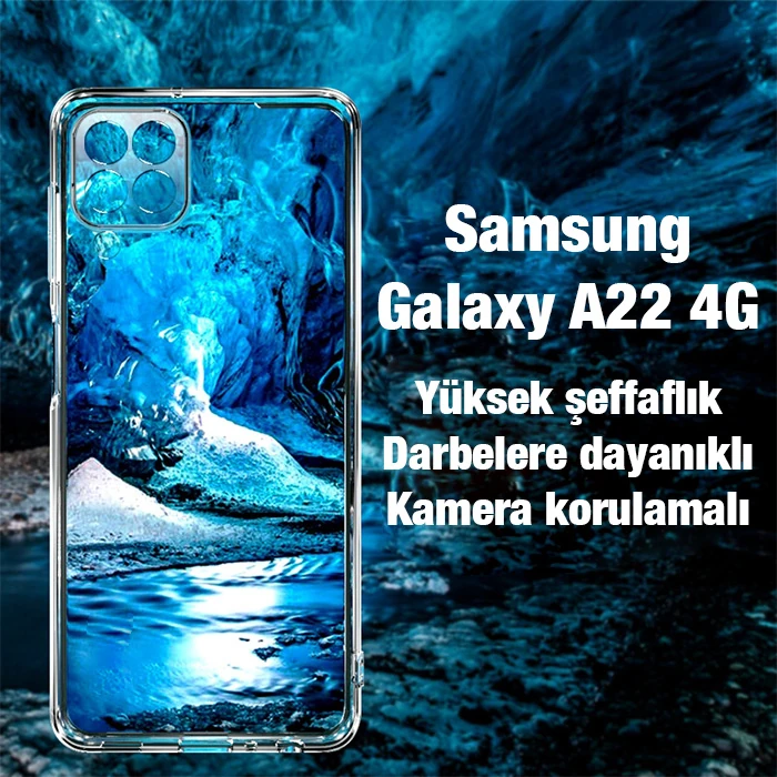 ALLY SM Galaxy A22 4G Kılıf Kamera Korumalı Ultra İnce Şeffaf Silikon Kılıf-(5775) - Şeffaf 2
