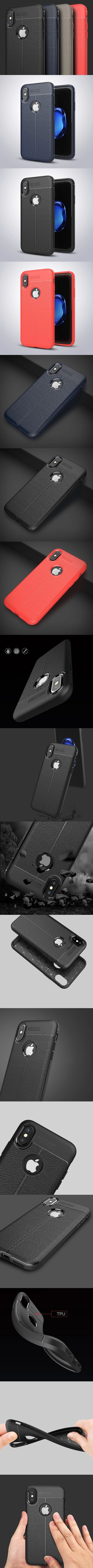 İphone X Xs Litchi Tam Koruma Soft Silikon Kılıf-(5775) - Kırmızı