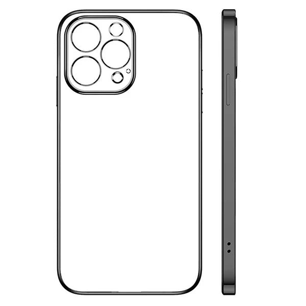 iPhone 13 Pro Renkli Kenar Şeffaf Kılıf Kamera Korumalı Silikon Kılıf-(5775) - Mor