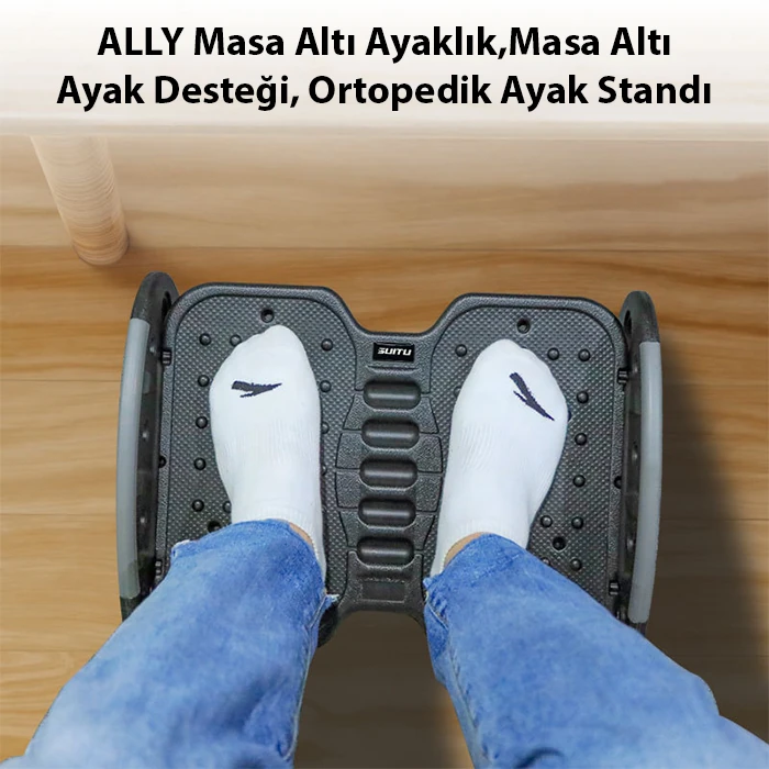 ALLY Masa Altı Ayaklık Masa Altı Ayak Desteği Ortopedik Ayak Standı-(5775) - Siyah