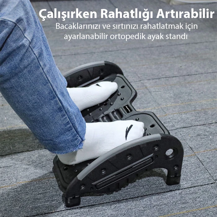 ALLY Masa Altı Ayaklık Masa Altı Ayak Desteği Ortopedik Ayak Standı-(5775) - Siyah