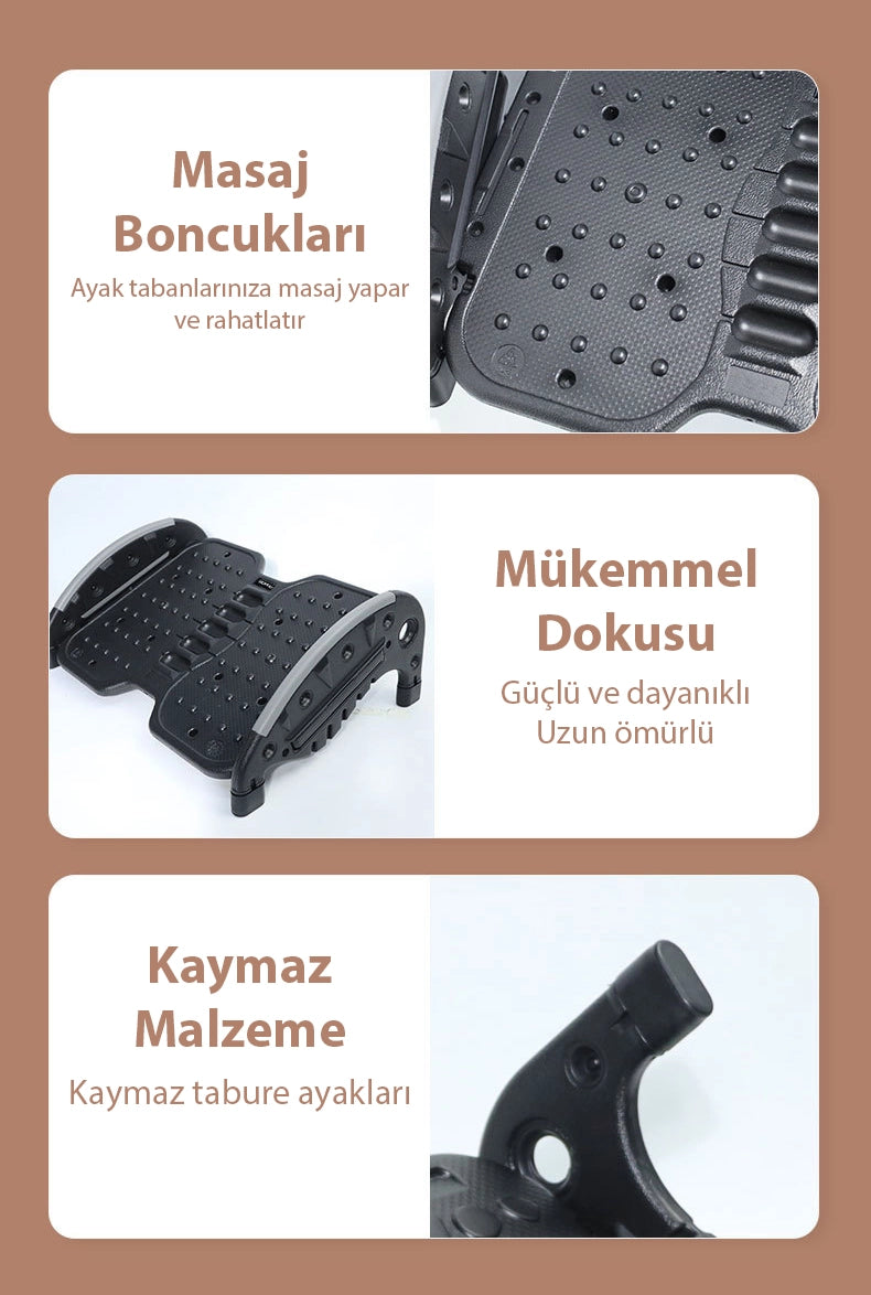 ALLY Masa Altı Ayaklık Masa Altı Ayak Desteği Ortopedik Ayak Standı-(5775) - Siyah