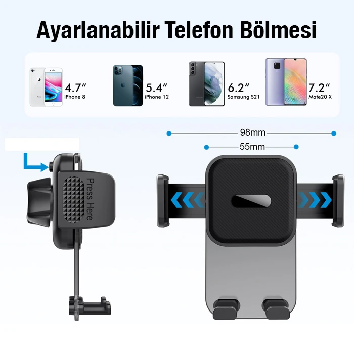 ALLY ML-217 Araç İçi Havalandırma Telefon Tutucu-(5775) - Siyah