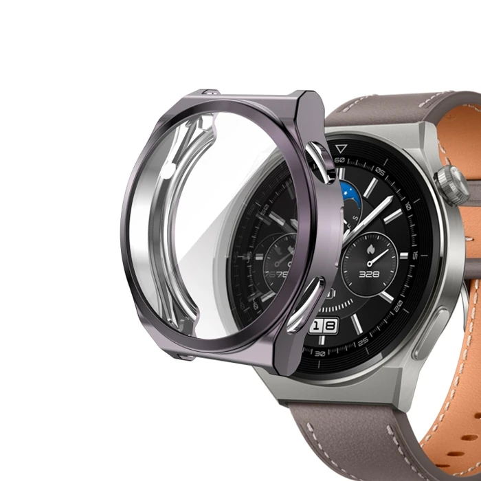 Ally Huaewei Watch GT 3 Pro 46mm Kılıf 360 Full Koruma Ultra İnce Silikon Kılıf-(5775) - Siyah