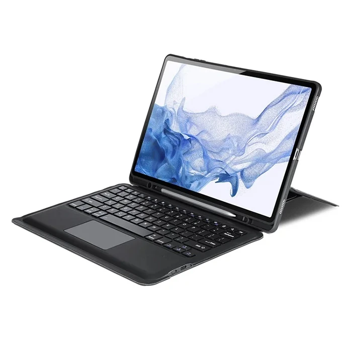 DUX DUCIS Galaxy Tab S8+ / S7+ / S7 FE İçin Ayrılabilir Bluetooth Klavye Touchpad PU Deri Kılıf-(5775) - Siyah