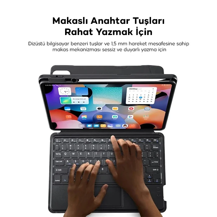 DUX DUCIS Galaxy Tab S8+ / S7+ / S7 FE İçin Ayrılabilir Bluetooth Klavye Touchpad PU Deri Kılıf-(5775) - Siyah