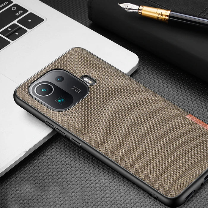 Dux Ducis Fino Serisi Xiaomi Mi 11 Pro Kılıf Premium Dokuma Silikon Kılıf-(5775) - Gri