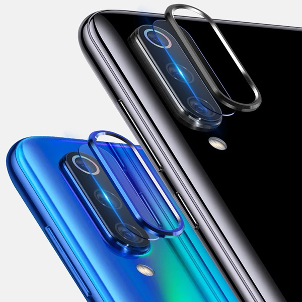 Xiaomi Mi CC9/CC9E/ Mi A3 Kamera Koruma Metal Lens+ Kırılmaz Cam Set-(5775) - Siyah