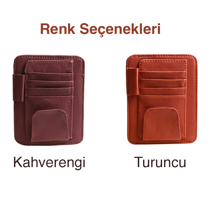 Ally Araç Oto Güneşlik Organizeri Suni Deri Kart Kalem Düzenleyici-(5775) - Turuncu