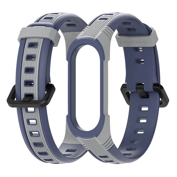 Mijobs Xiaomi Mi Band 5-4 Çift Renk Kayış Kordon-(5775) - Gri-Mor