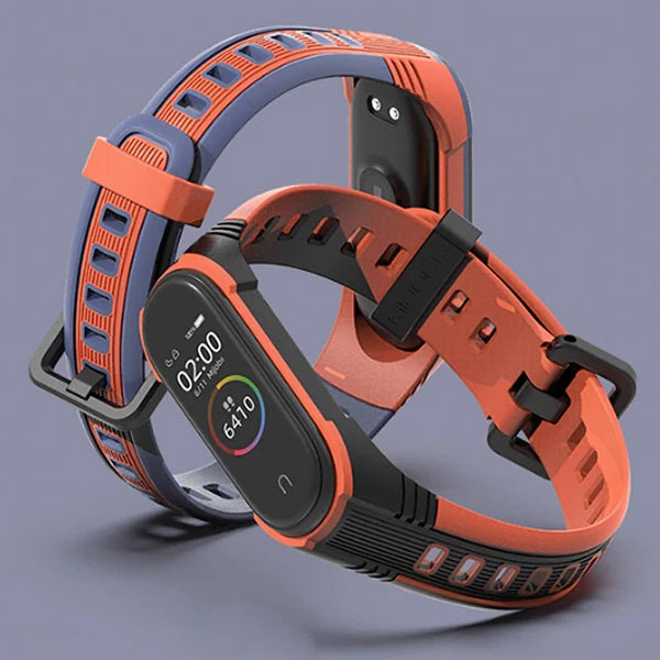 Mijobs Xiaomi Mi Band 5-4 Çift Renk Kayış Kordon-(5775) - Gri-Mor