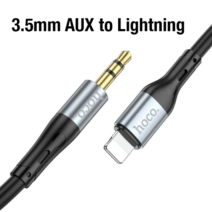HOCO UPA22 iPhone Lightning to 3.5mm AUX Ses Aktarım Kablosu-(5775) - Siyah