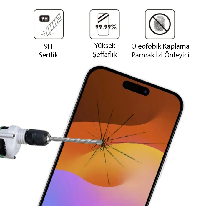 Ally iPhone 15 Plus Full Glue Tempered Kırılmaz Cam Ekran Koruyucu-(5775) - Siyah