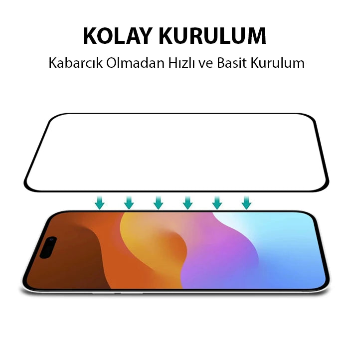 Ally iPhone 15 Plus Full Glue Tempered Kırılmaz Cam Ekran Koruyucu-(5775) - Siyah
