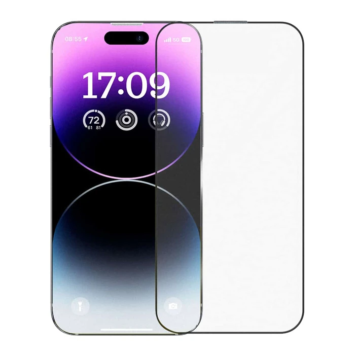 Baseus Crystalline iPhone 14 Pro için Parlama Önleyici Tempered Cam Ekran Koruyucu-(5775) - Şeffaf 2