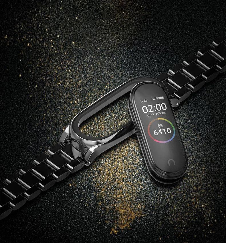 Mijobs Xiaomi Mi Band 4 Akıllı Saat 3 Bakla Çelik Kayış Kordon-(5775) - Gümüş