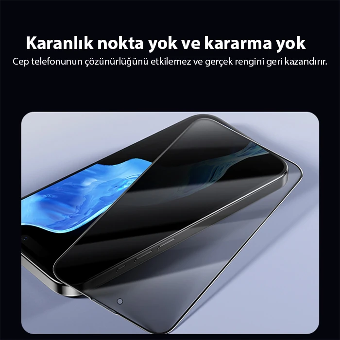 Ally iPhone 15 Plus Privacy Hayalet Full Koruma Tempered Cam Ekran Koruyucu-(5775) - Siyah