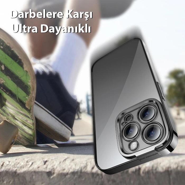 Baseus Glitter iPhone 14 Pro 6.1 Renkli Kenar Silikon Kılıf + Tempered Ekran Koruyucu Set-(5775) - Mavi