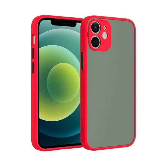 iPhone 12 6.1inç Kamera Korumalı Premium Silikon Kılıf-(5775) - Kırmızı