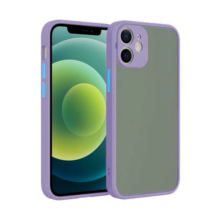 iPhone 12 6.1inç Kamera Korumalı Premium Silikon Kılıf-(5775) - Lila