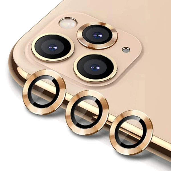 ALLY İPhone 11 Pro-11 Pro max Kamera Lens Koruyucu Aluminium 3 adet-(5775) - Gold