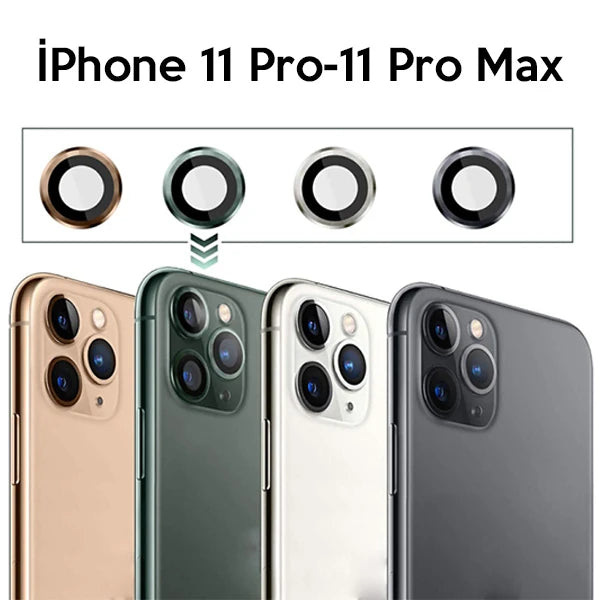 ALLY İPhone 11 Pro-11 Pro max Kamera Lens Koruyucu Aluminium 3 adet-(5775) - Gold