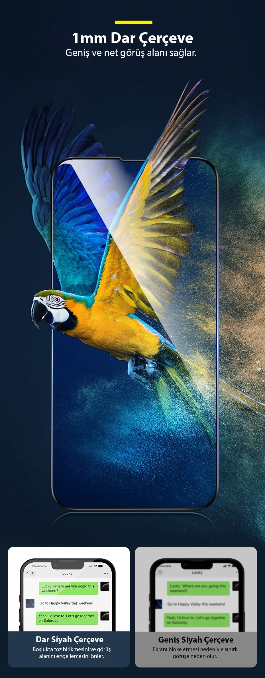 Baseus iPhone 13 Mini 0.3mm Full Çerçeve Cam Ekran Koruyucu 2 Adet-(5775) - Siyah