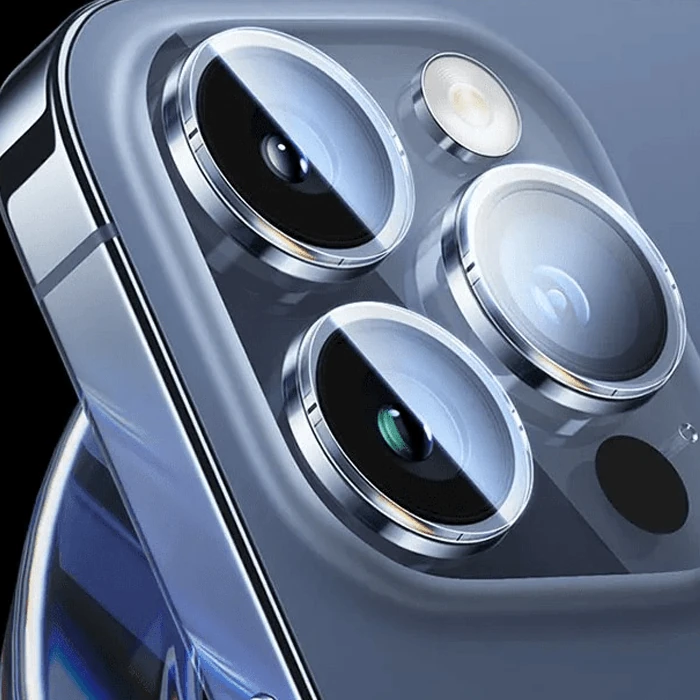 Baseus iPhone 15 Pro/15 Pro Max için Corning Serisi HD Cam Kamera Koruyucu-(5775) - Şeffaf 2