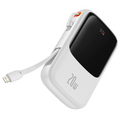Baseus Qpow Pro Dijital Göstergeli 10000mAh 20W Hızlı Şarj Powerbank iPhone Lightning Kablolu-(5775) - Beyaz