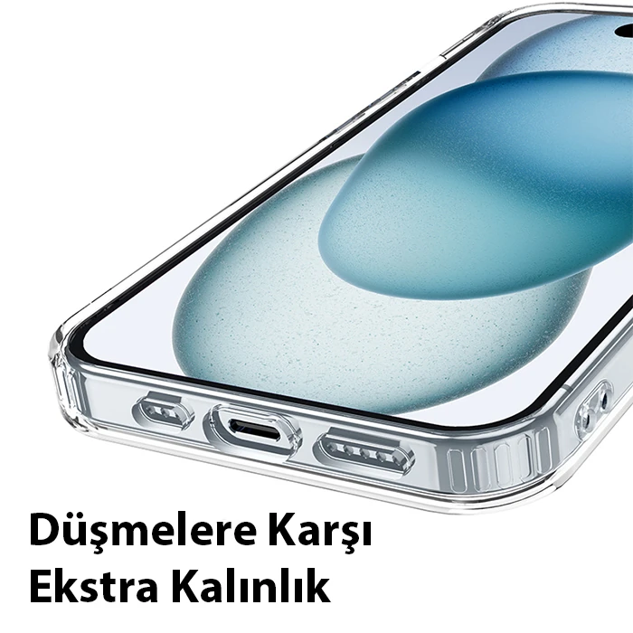 Hoco iPhone 15 Anti-Fall Darbe Önleyici Airbag Manyetik Magsafe Silikon Kılıf-(5775) - Şeffaf 2