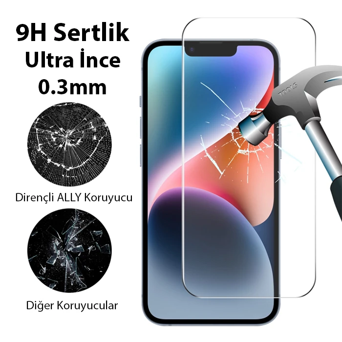 Ally iPhone 15 Full HD Tempered Kırılmaz Cam Ekran Koruyucu-(5775) - Şeffaf 2