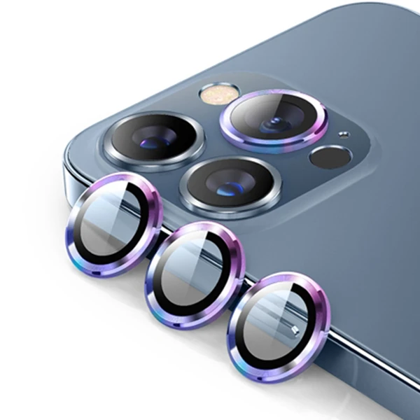 ALLY İPhone 13 Pro -13 Pro Max 3D Metal Çerçeveli Kamera Lens Koruyucu-(5775) - Yeşil
