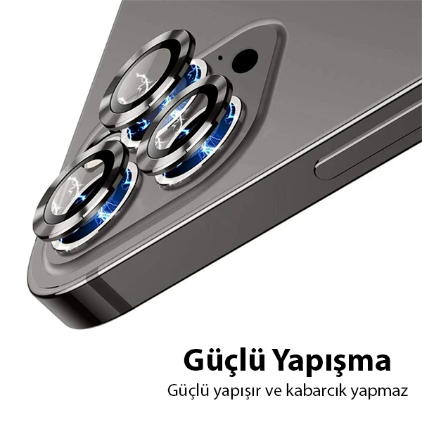 ALLY İPhone 13 Pro -13 Pro Max 3D Metal Çerçeveli Kamera Lens Koruyucu-(5775) - Çok Renkli