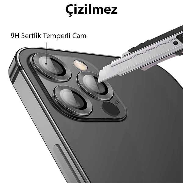 ALLY İPhone 13 Pro -13 Pro Max 3D Metal Çerçeveli Kamera Lens Koruyucu-(5775) - Yeşil