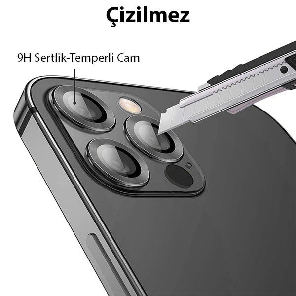 ALLY İPhone 13 Pro -13 Pro Max 3D Metal Çerçeveli Kamera Lens Koruyucu-(5775) - Çok Renkli